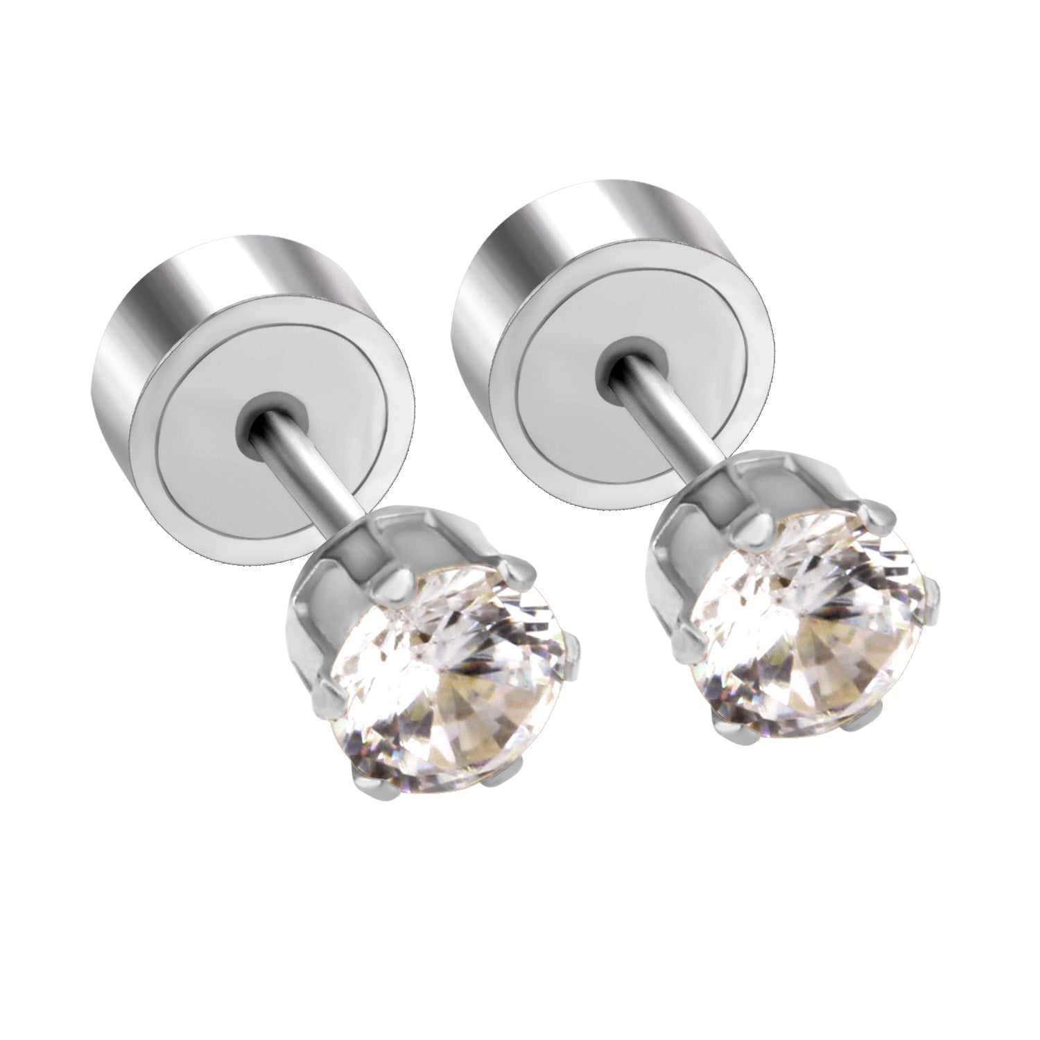 12 pair 3-5mm steel color/gold/rose gold pat plug earrings asonjewelry